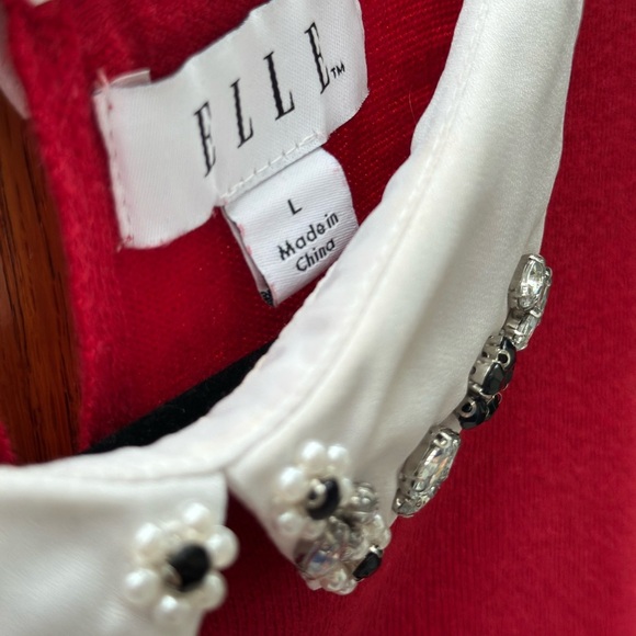 Elle Red Sweater with Embellished Collar - Picture 4 of 6